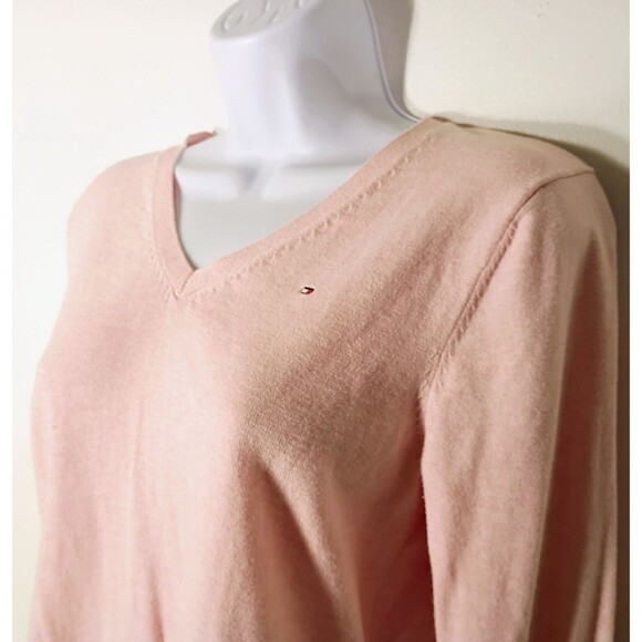 Tommy Hilfiger Pink V Neck Long Sleeve Preppy Old Money Classic Sweater Size M - Picture 4 of 6